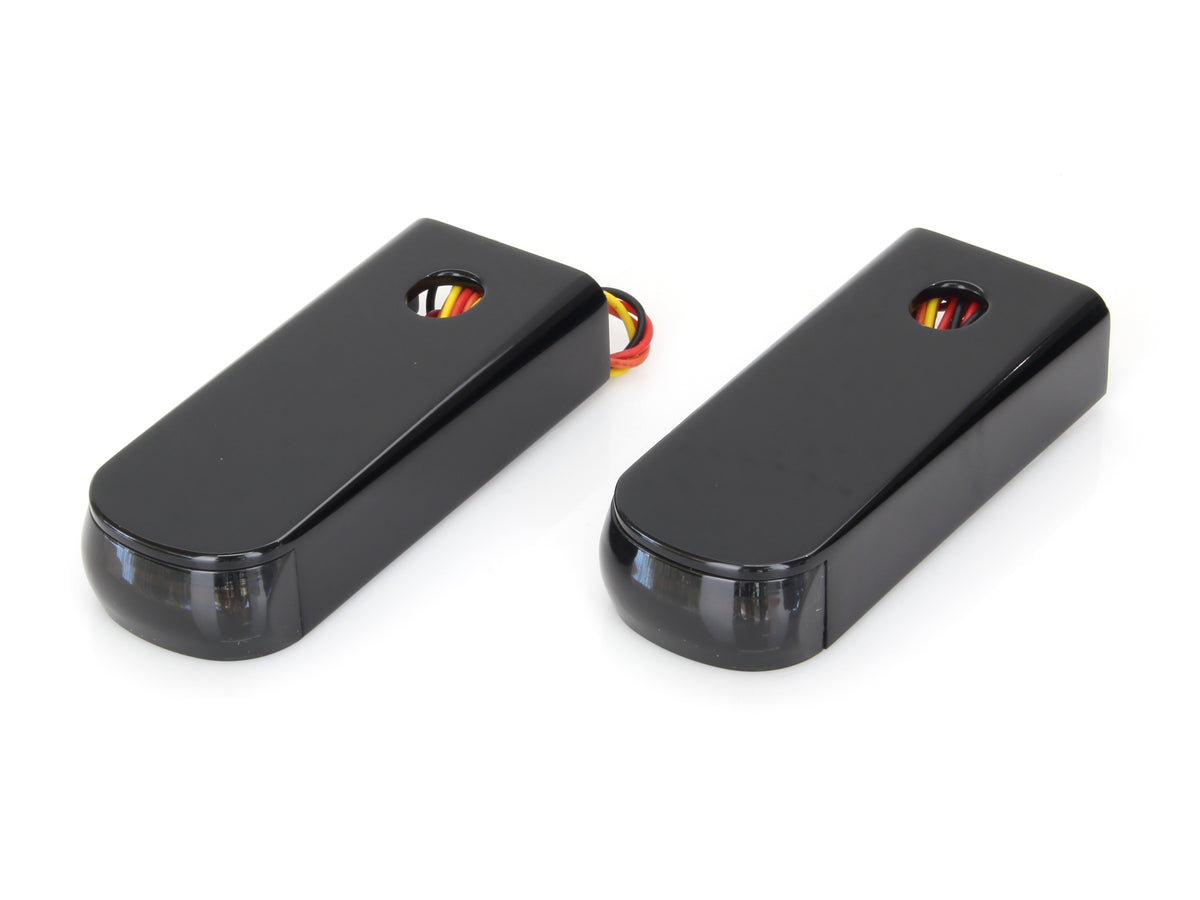 Alloy Art- Strut Light Kit with Red Run/Brake & Amber Turn Signal – Black. Fits Softail 1984-2017.