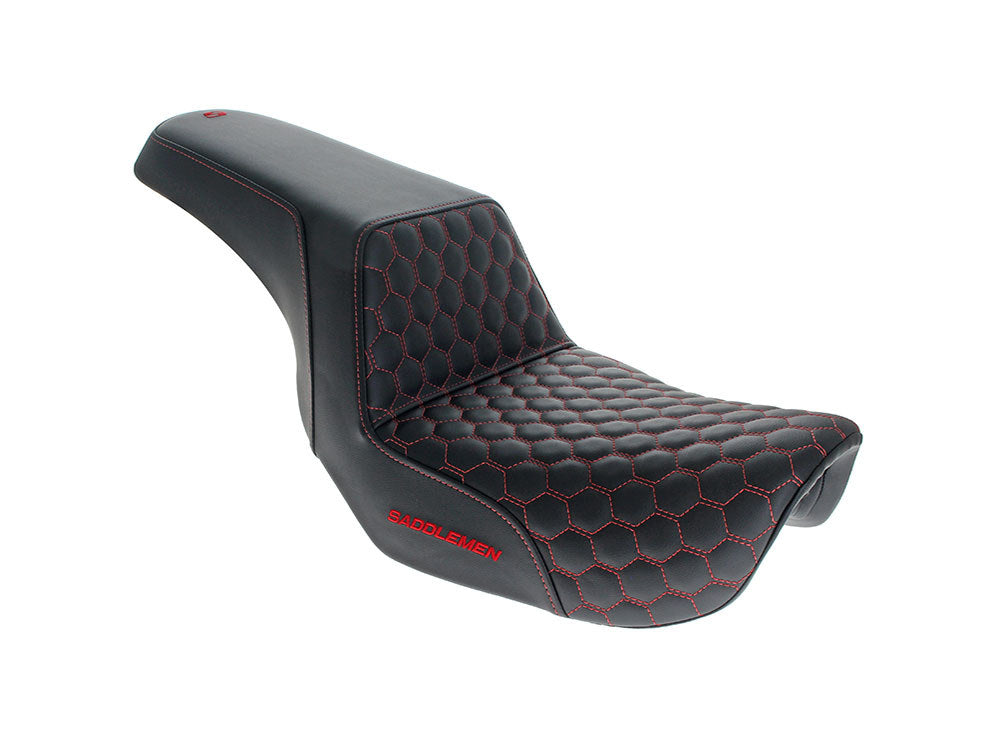 Saddlemen- Step-Up HC Dual Seat With Red Honeycomb Stitch. Fits Dyna 2006-2017