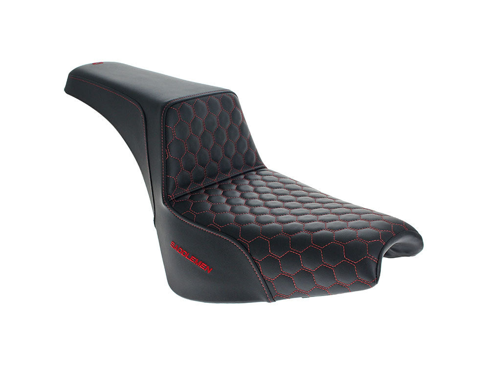 Saddlemen- Step-Up HC Dual Seat With Red Honeycomb Stitch. Fits Softail Street Bob 2018up & Standard 2020up