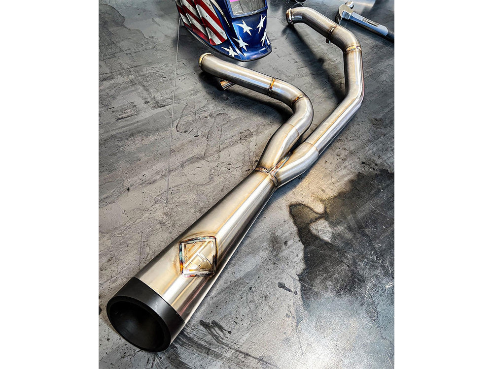 SP Concepts- 2-Into-1 Cutback Exhaust – Stainless Steel With Black End Cap. Fits Sportster 2014-2021