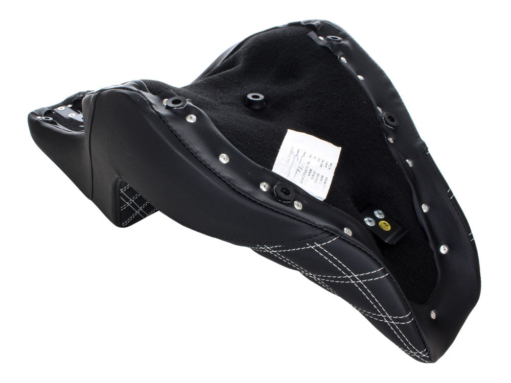 Saddlemen- Step-Up LS Dual Seat With White Double Diamond Lattice Stitch. Fits Sport Glide & Low Rider 2018up, Low Rider S 2020up & Low Rider ST 2022up