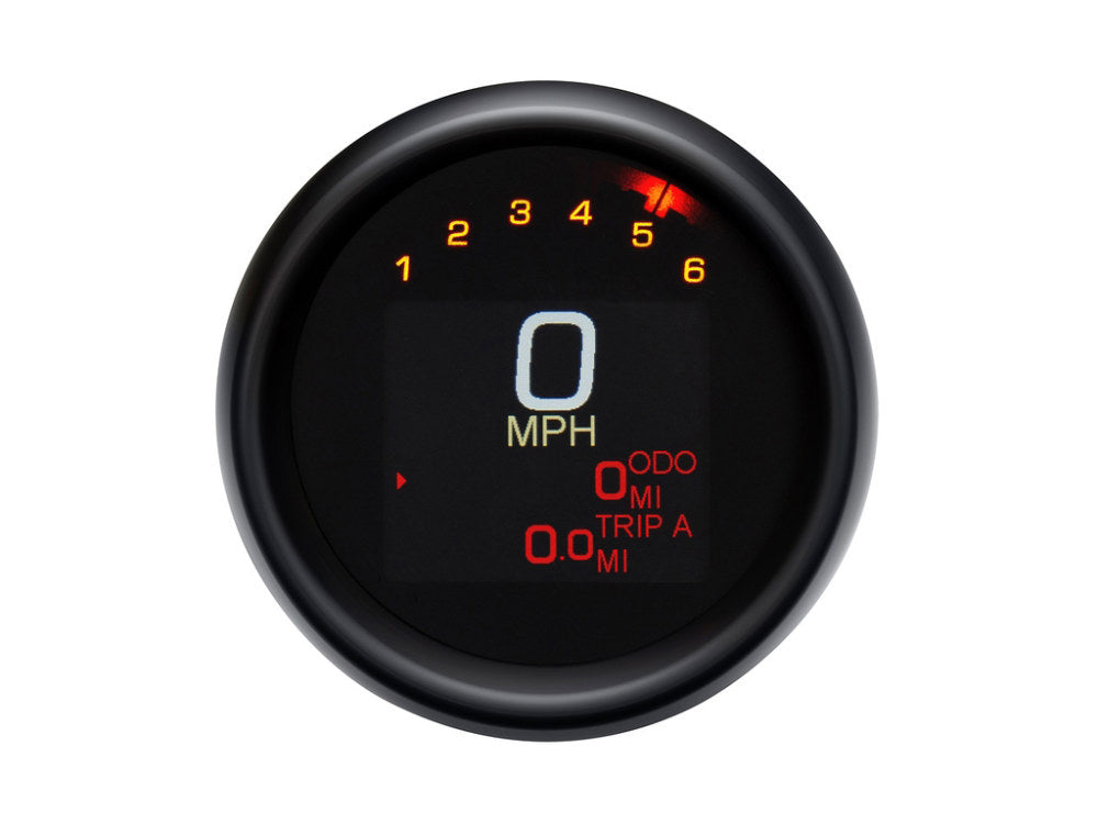 Dakota Digital- 3-3/8in. Round KPH Speedometer with Tachometer – Black. Fits Dyna 2004-2011 & Sportster 2004-2013.