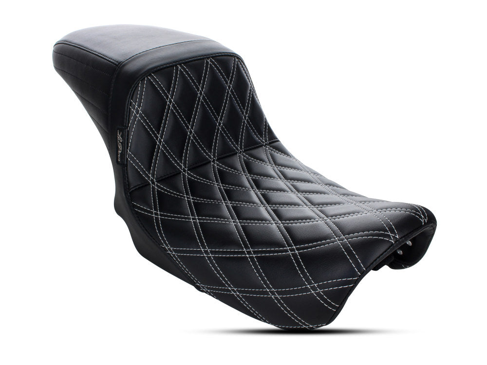 Kickflip Dual Seat with White Double Diamond Stitch. Fits Dyna 2006-2017. LePera