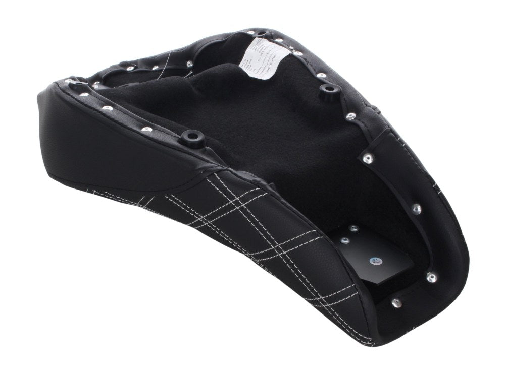 Saddlemen- Renegade LS Solo Seat With White Double Diamond Lattice Stitch. Fits Sportster 2004-2021 With 3.3 Gallon Fuel Tank.