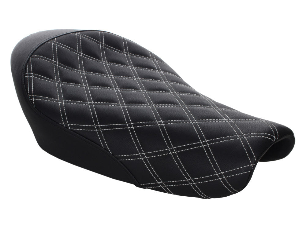 Saddlemen- Renegade LS Solo Seat With White Double Diamond Lattice Stitch. Fits Sportster 2004-2021 With 3.3 Gallon Fuel Tank.