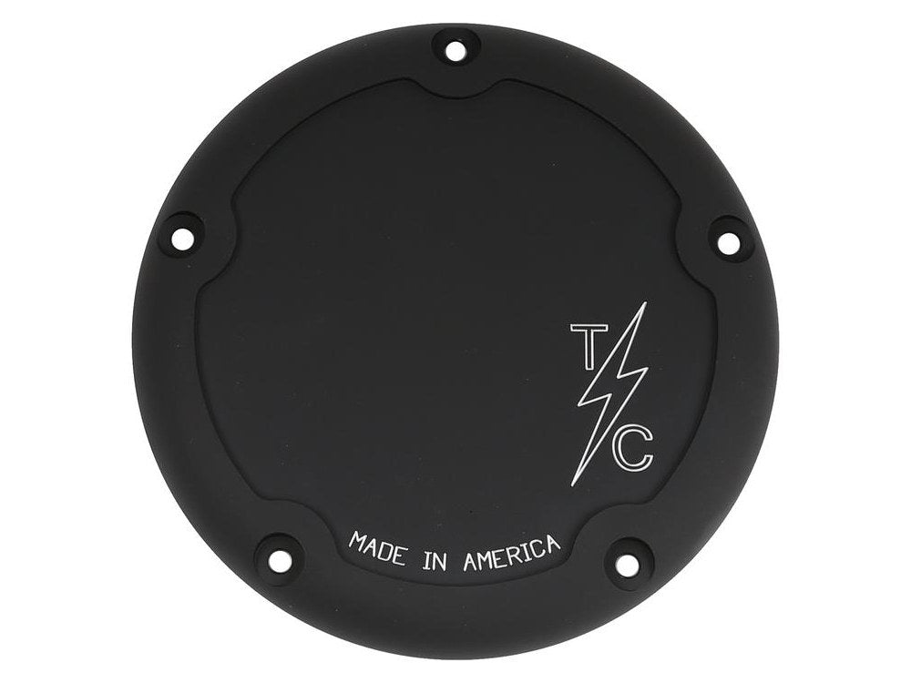 5-Hole Dished Billet Derby Cover – Black. Fits Softail 2019up.