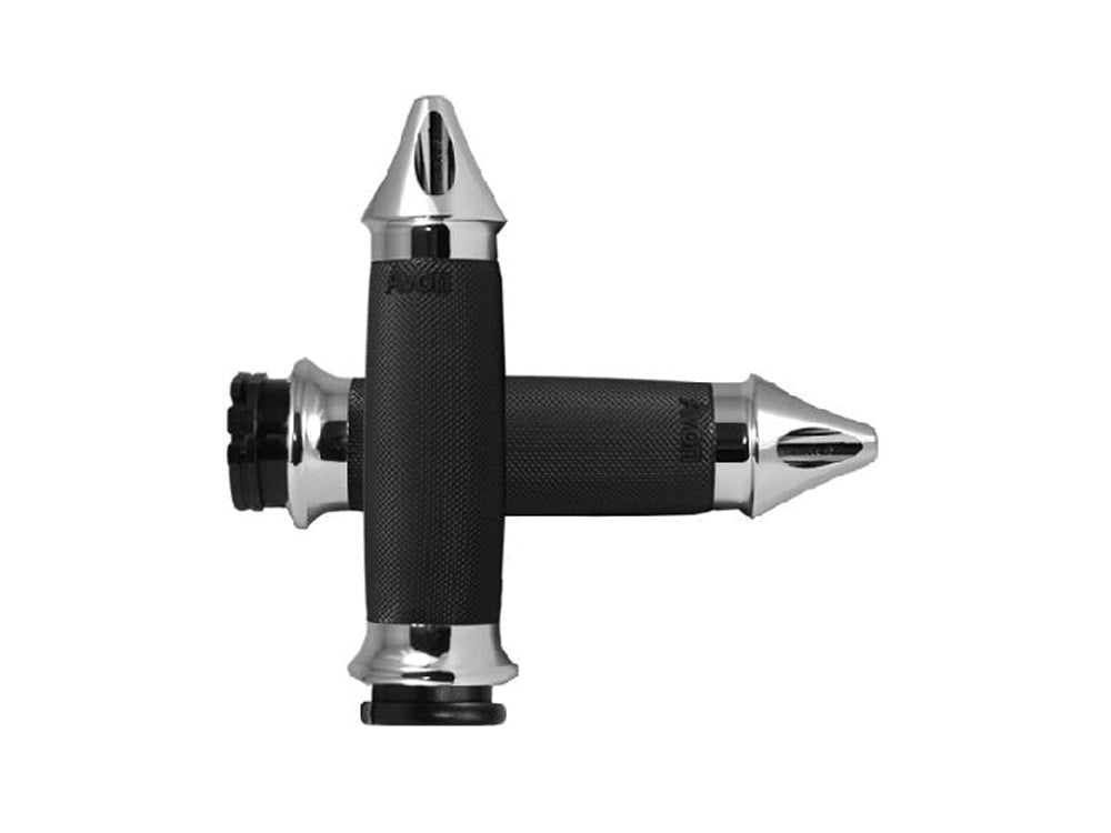 Avon - Spike Custom Contour Handgrips – Chrome. Fits H-D with Throttle Cable.