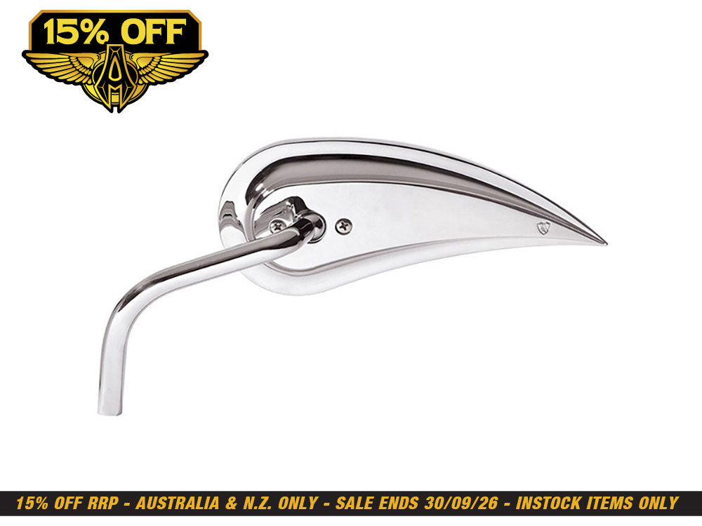 Rad III Teardrop Mirror with Steel Stem - Chrome. Fits Left.