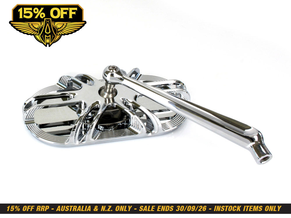 Deep Cut Caged Series Mirror - Chrome. Fits Right.