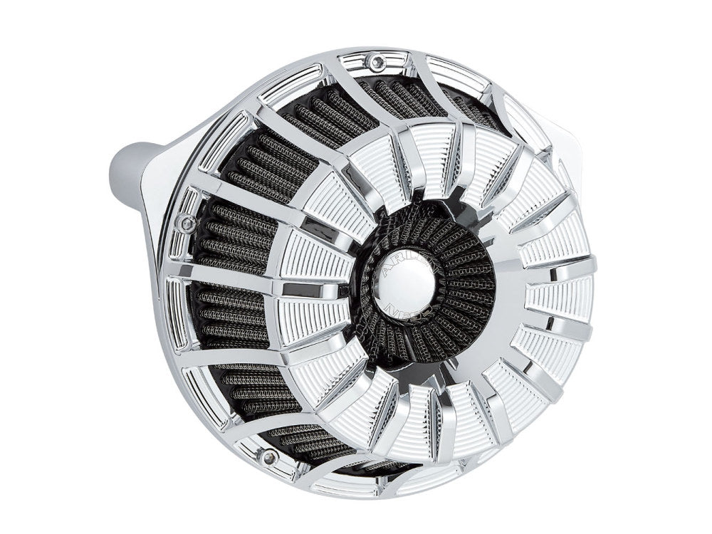 Arlenness-15-Spoke Air Cleaner Kit – Chrome. Fits Softail 2000-2015, Dyna 1999-2017, Touring 1999-2007 with CV Carb or Cable Operated Delphi EFI