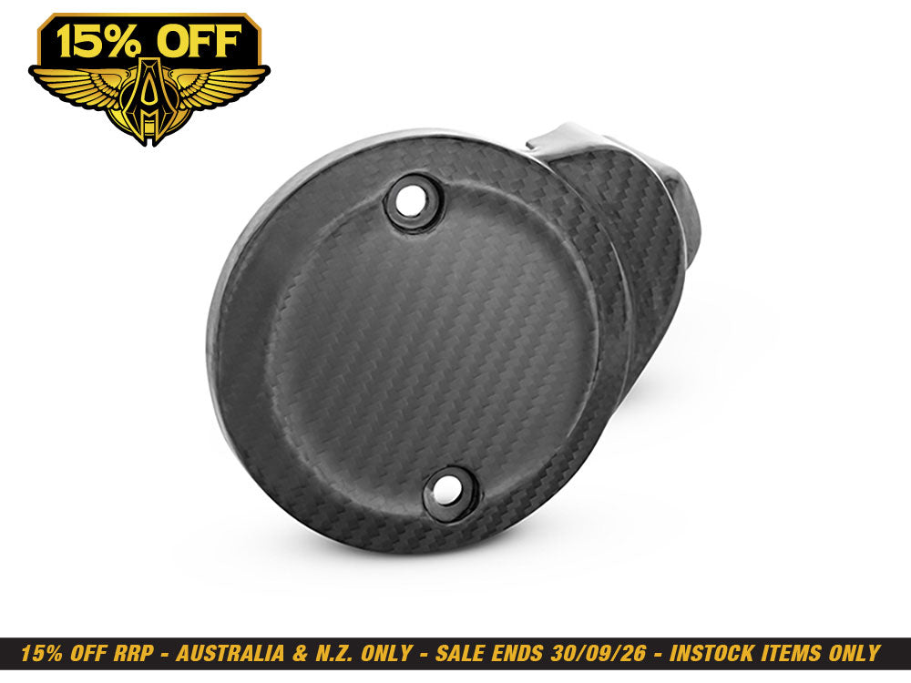 Carbon Cam Cover - Gloss. Fits CVO Touring 2023up, Street Glide & Road Glide 2024up, Touring 2025up & Softail 2025up