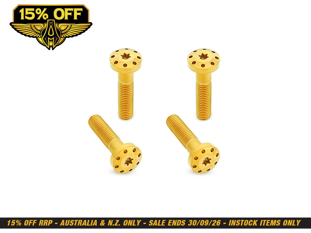 Titanium Holeshot Shock Absorber Bolt Kit - Gold. Fits Touring 1999up