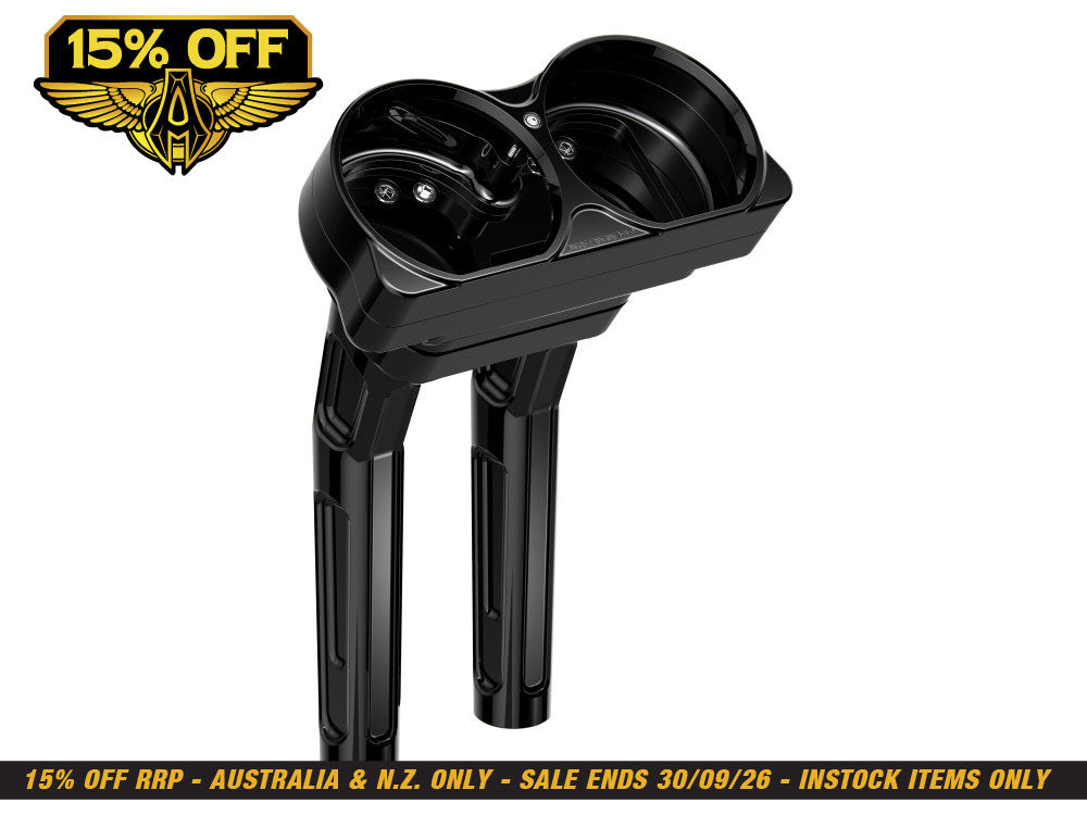 10in. Method Kickback Risers & Gauge Bezel- Black. Fits Road Glide 2015-2023