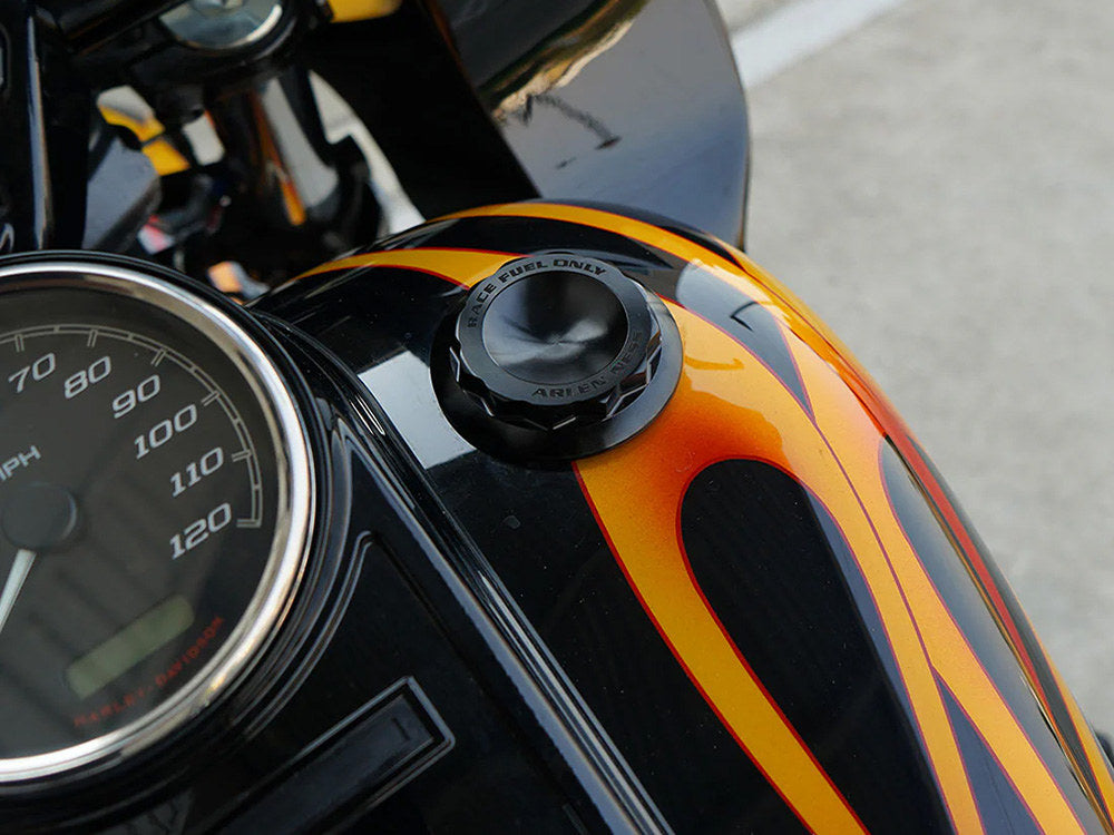 Arlen Ness - 12 Point, Right Hand Vented Screw-In Fuel Cap – Black. Fits H-D Big Twin 1996up & Sportster 1996-2021