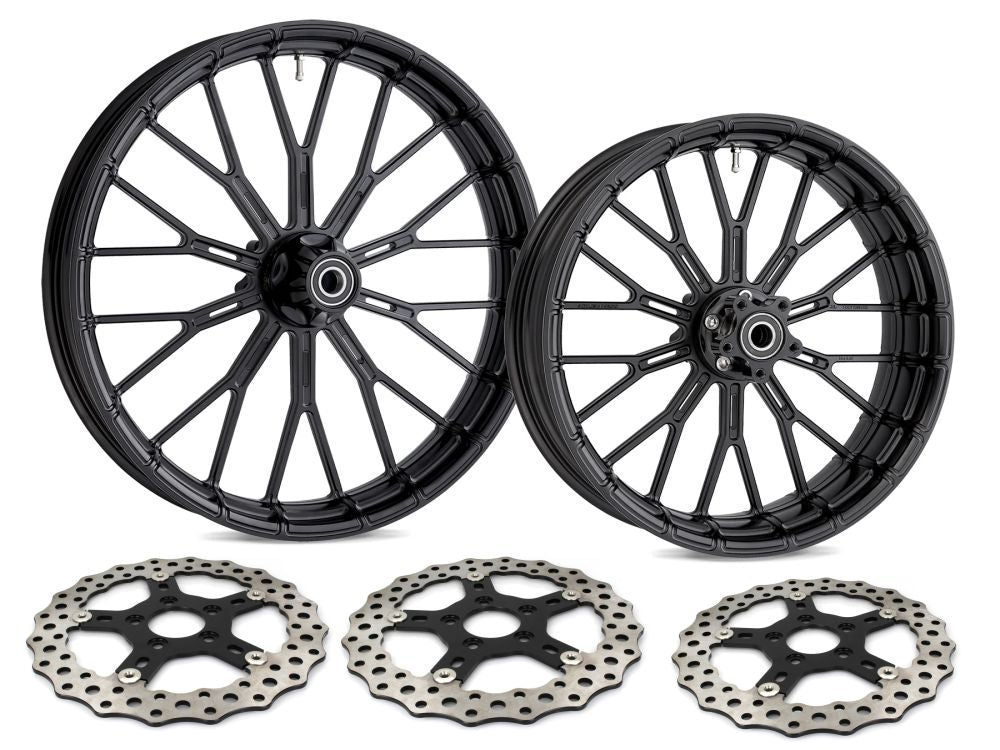 21in. x 3.5in. & 18in. x 5.5in. Y-Spoke Complete Wheel Set - Black. Fits Low Rider S 2020up & Low Rider ST 2022up