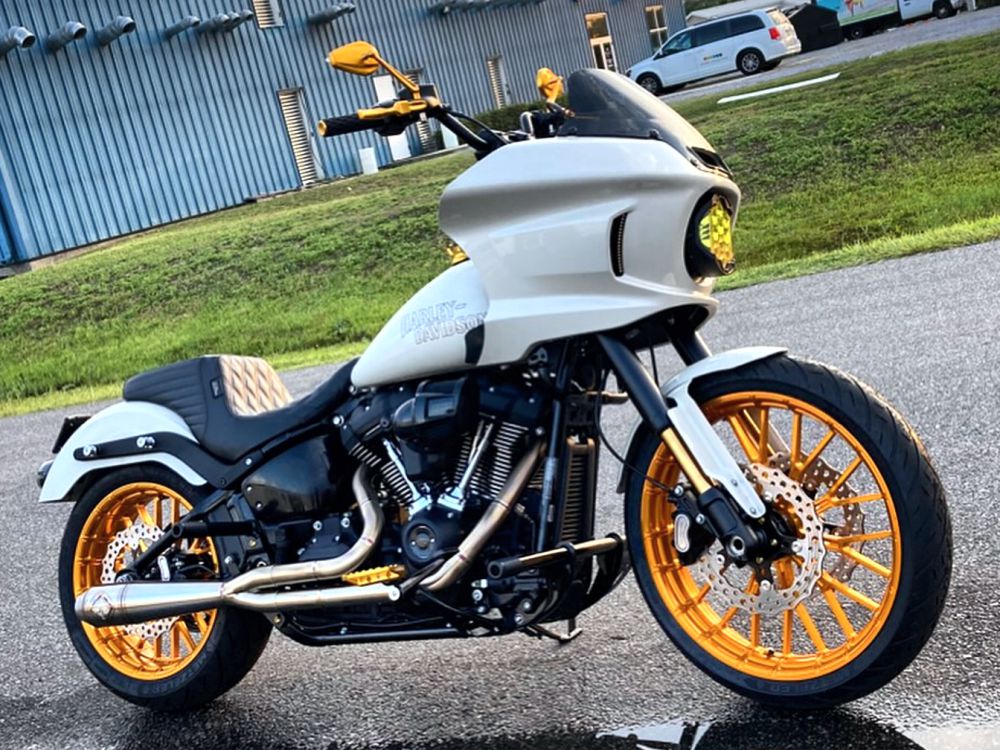 19in. x 3.25in. & 18in. x 5.5in. Y-Spoke Complete Wheel Set - Gold. Fits Low Rider S 2020up & Low Rider ST 2022up