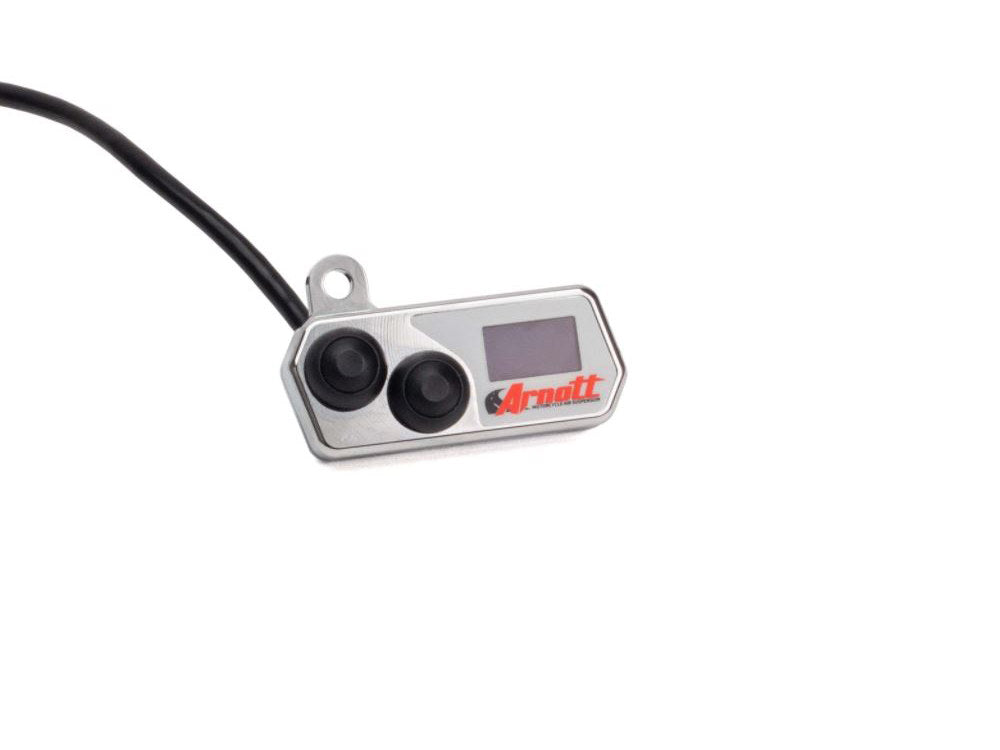 Arnott- Handlebar Control Switch with LED Gauge – Chrome. Fits Bikes with Air Suspension.