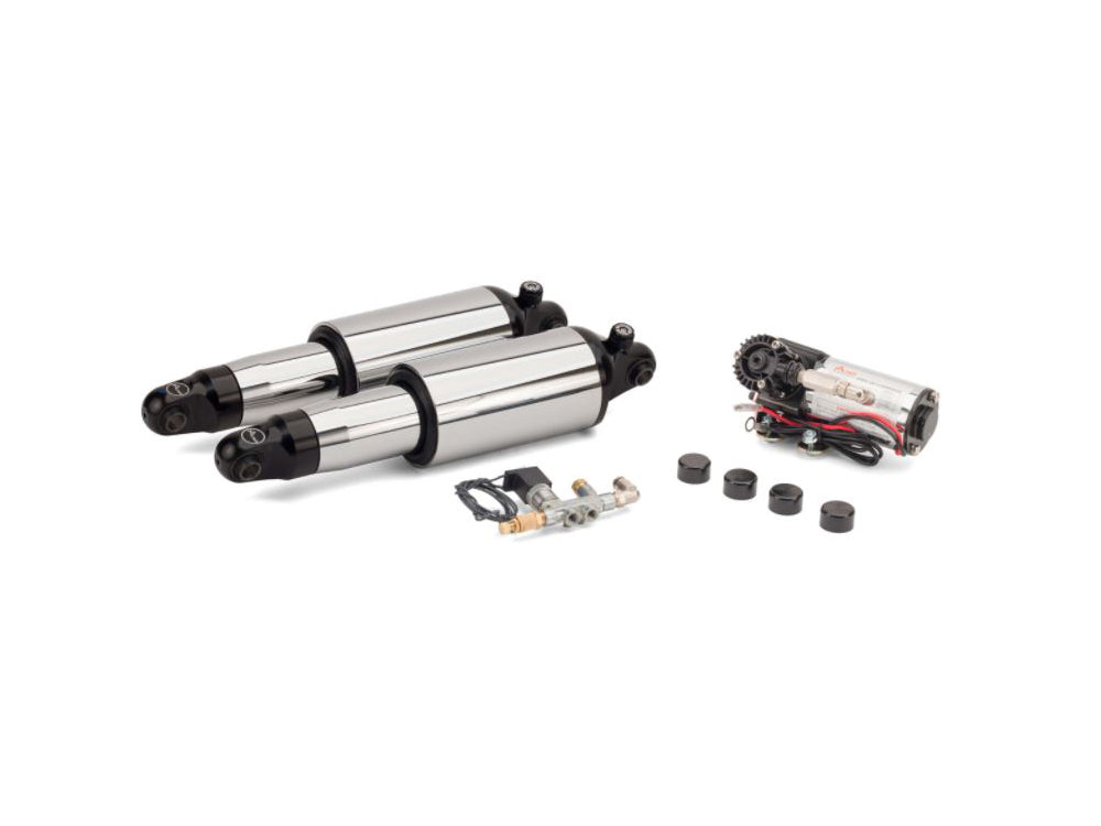 Adjustable Rear Air Shock Absorbers - Chrome. Fits Touring 2009up.