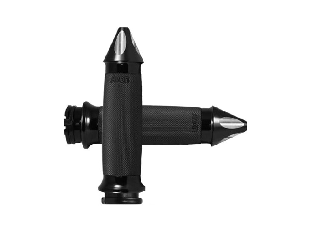Spike Custom Contour Handgrips - Black. Fits H-D with Throttle Cable.