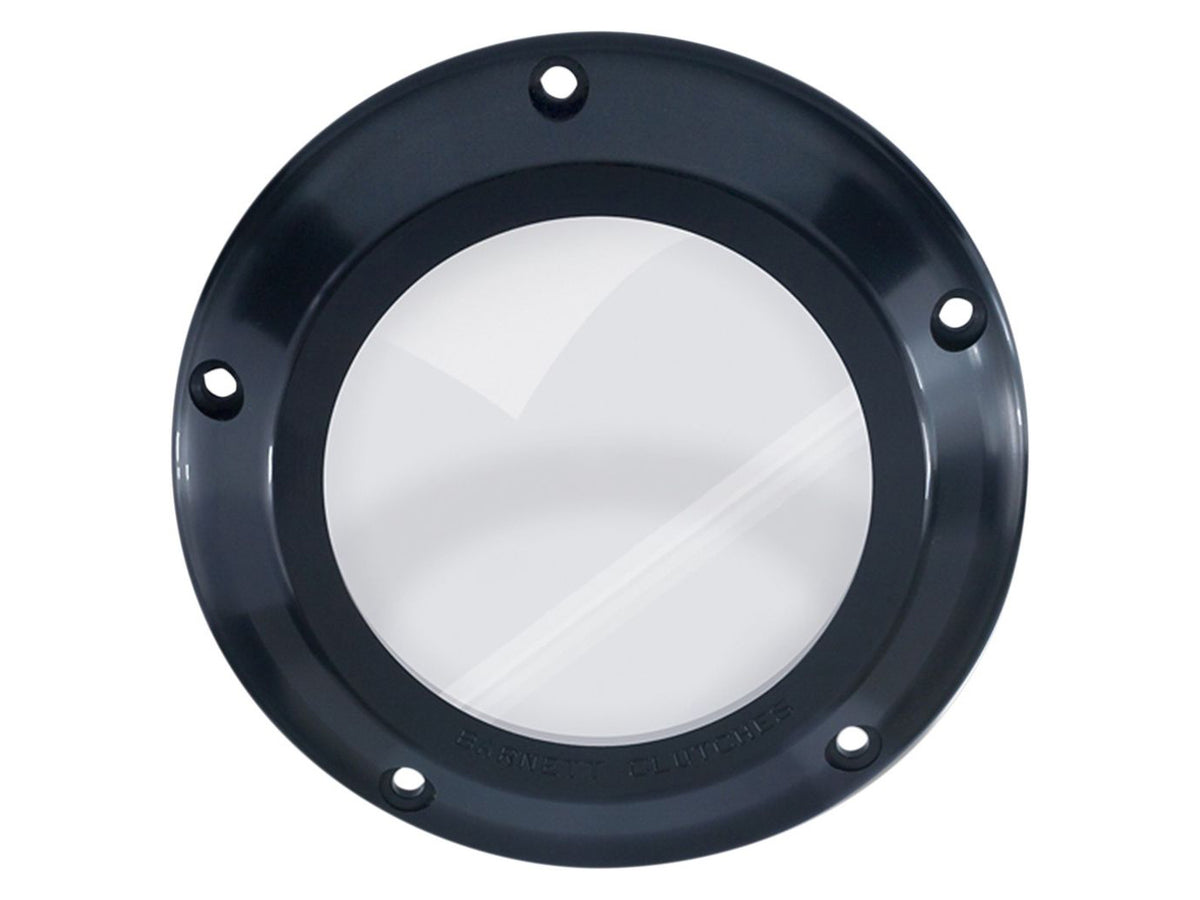 Scorpion Series Clear Derby Cover - Black. Fits Softail 2007-2018, Dyna 2007-2017 & Touring 2007-2015.