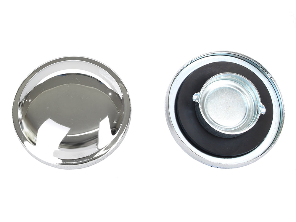 Plain Style Fuel Caps - Chrome. Fits Big Twin & Sportster 1974-1981.