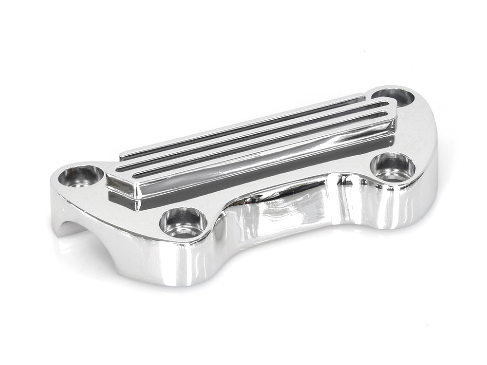 Finned Handlebar Top Clamp - Chrome. Fits HD Big Twin 1974up & Sportster 1974-2021.