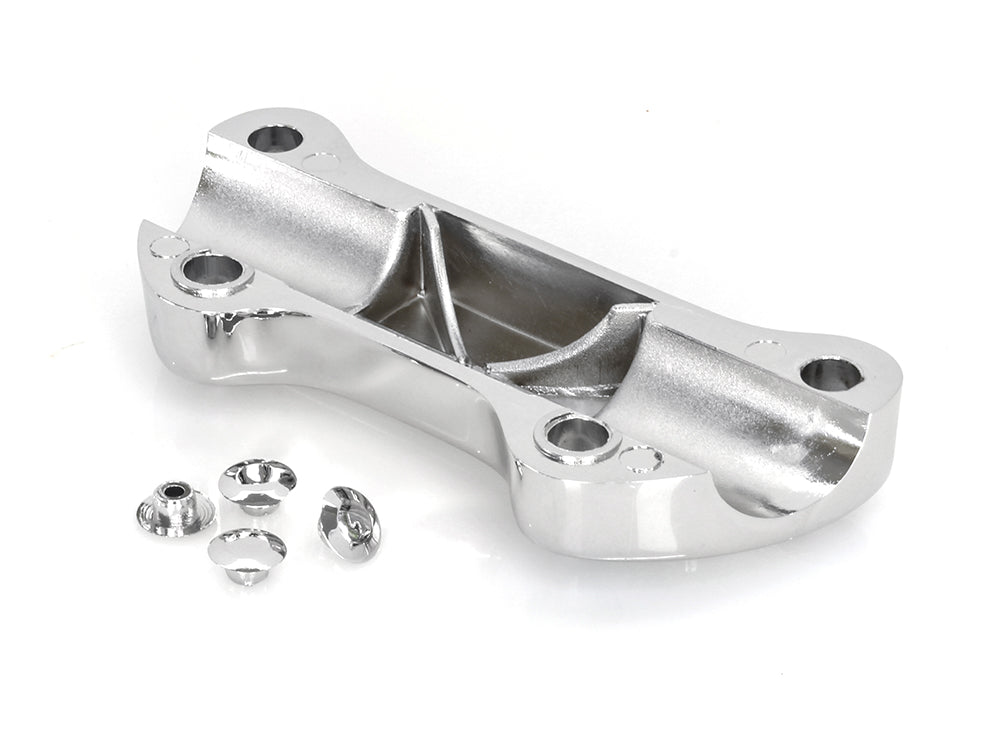 Finned Handlebar Top Clamp - Chrome. Fits HD Big Twin 1974up & Sportster 1974-2021.
