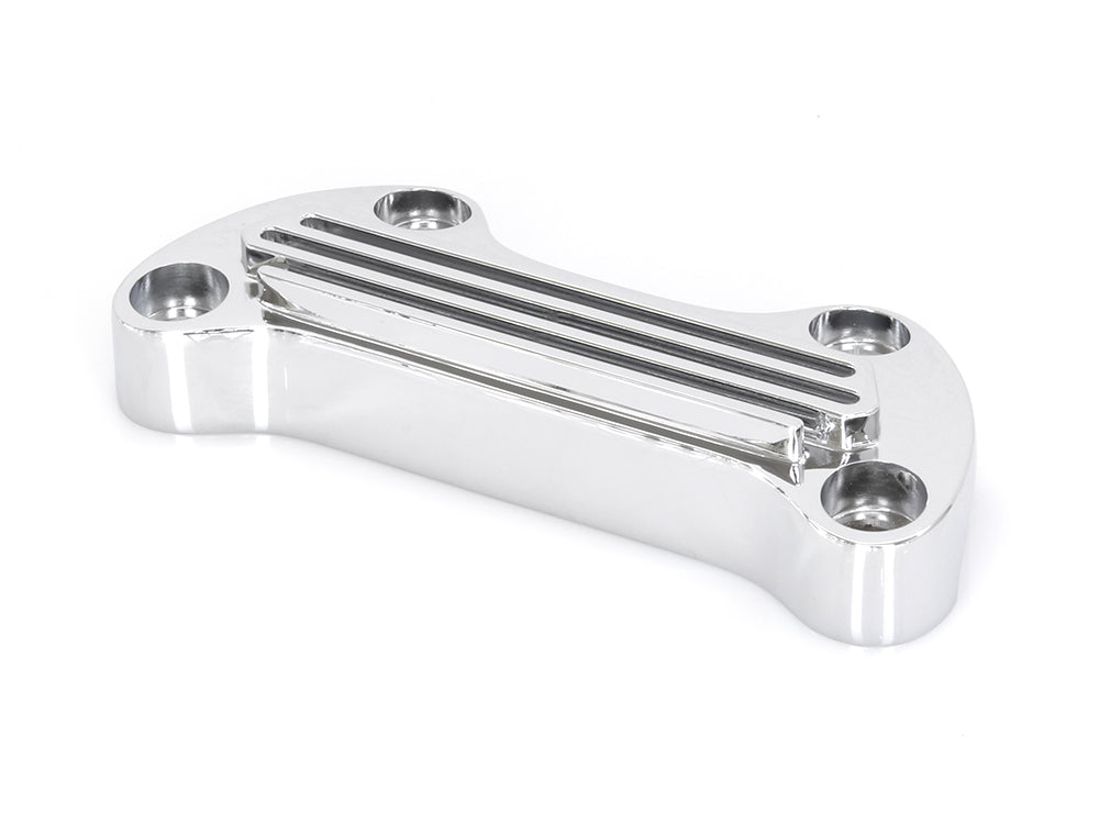 Finned Handlebar Top Clamp - Chrome. Fits HD Big Twin 1974up & Sportster 1974-2021.