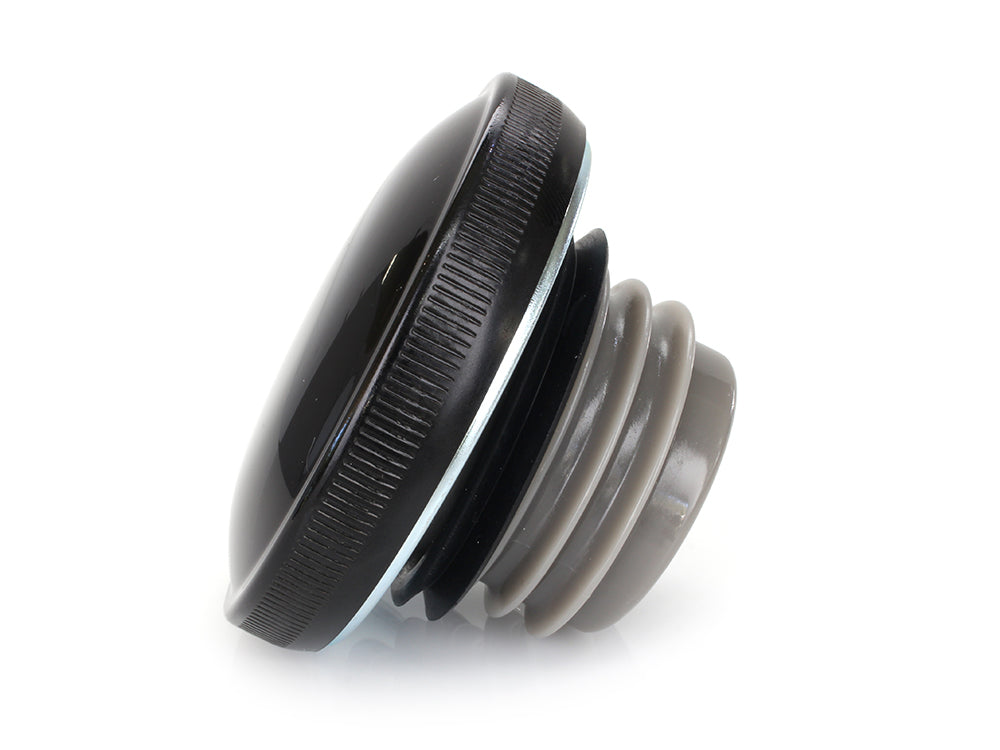Right Hand Vented Screw-In Fuel Cap - Gloss Black. Fits H-D Big Twin 1996up & Sportster 1996-2021.