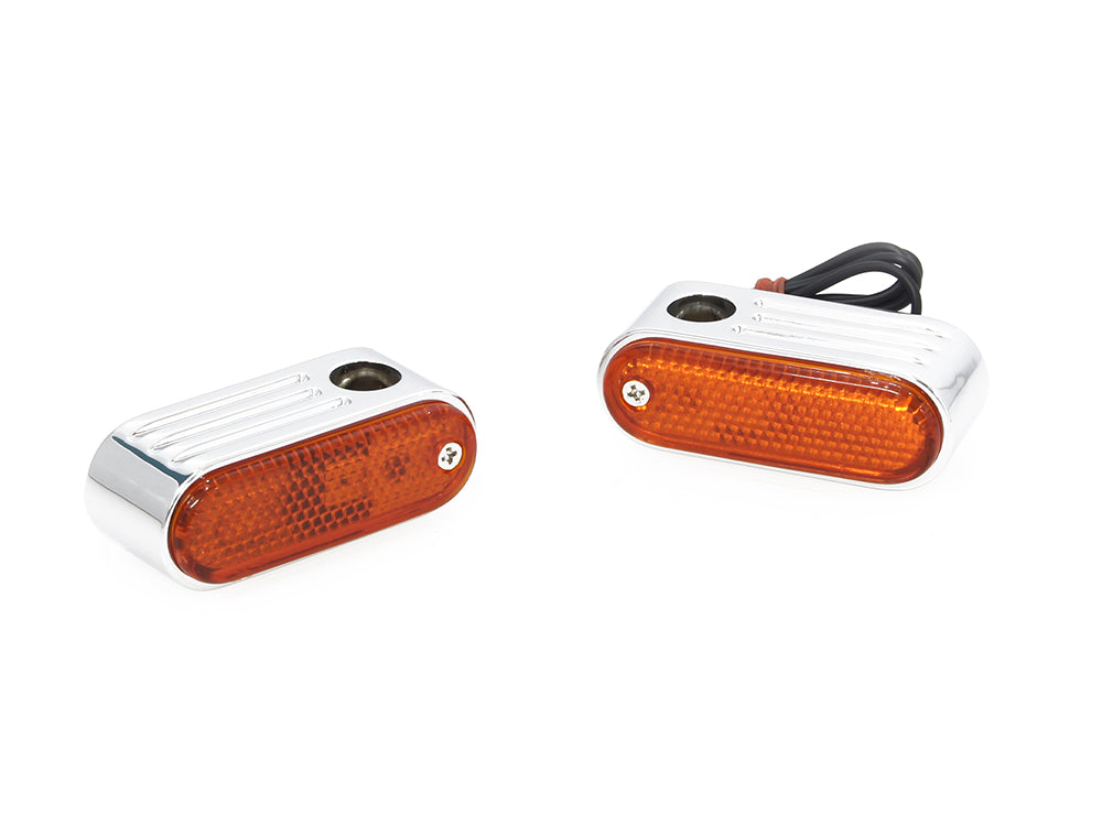 Doss Marker Turn Signals with Amber Lens & 5/16in. Mounting Hole - Chrome.
