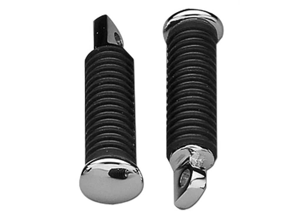 Footpegs with Black Rubber & Male Mount - Chrome.