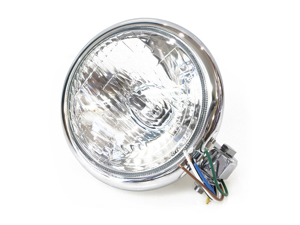 5-3/4in. Batz Style Headlight with Bottom Mount - Chrome.