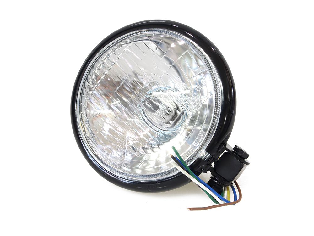5-3/4in. Batz Style Headlight with Bottom Mount - Black.