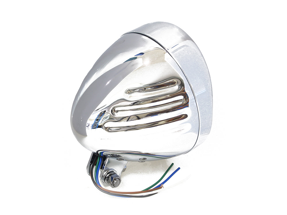 5-3/4in. Headlight with Ball Milled Shell & Peaked Visor with Bottom Mount - Chrome.