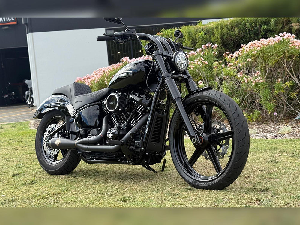 Six Piece Fork Cover Set - Black. Fits Softail Street Bob 2018up.