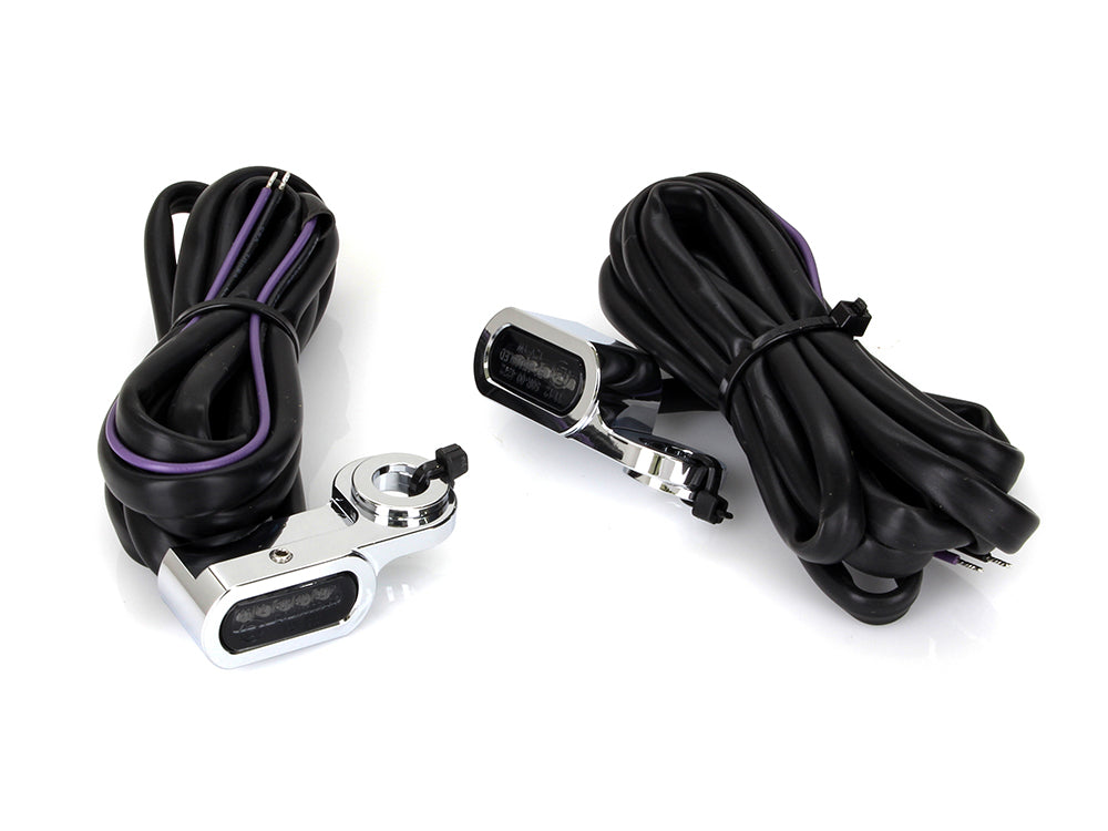 Under Perch Turn Signals - Chrome. Fits Softail S 2016-2017, V-Rod 2009-2017 & Touring 2009-2020 Models with Hydraulic Clutch.