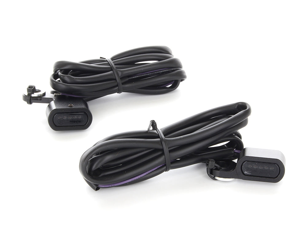 Under Perch Turn Signals - Black. Fits Softail 1984-2014, Dyna 1991-2017 & Sportster 1982-2003.