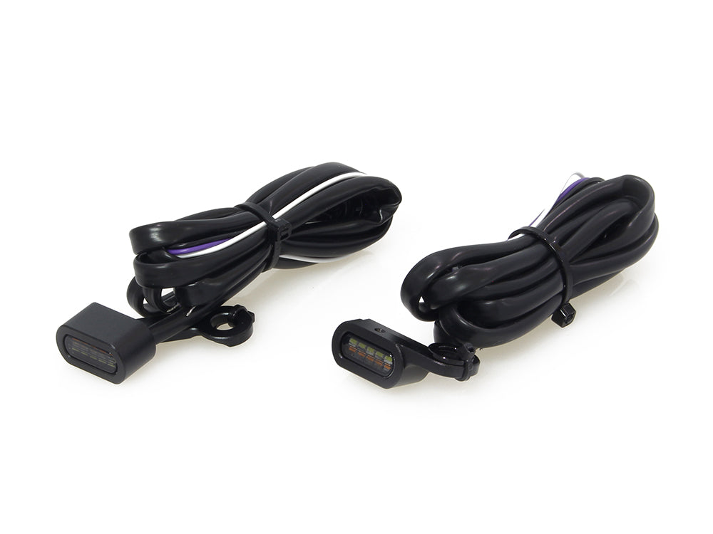 Under Perch Turn Signals with Daytime Running Lights - Black. Fits Softail 2015-2024 & Touring 2009-2023 Models with Cable Clutch.