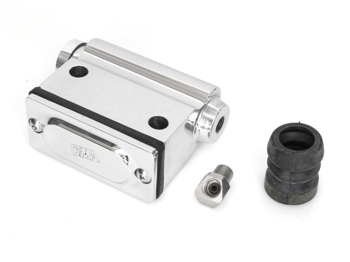 Lockheed Style Rear Brake Master Cylinder - Chrome. Fits Big Twin 1973-1979 with Disc Brake.
