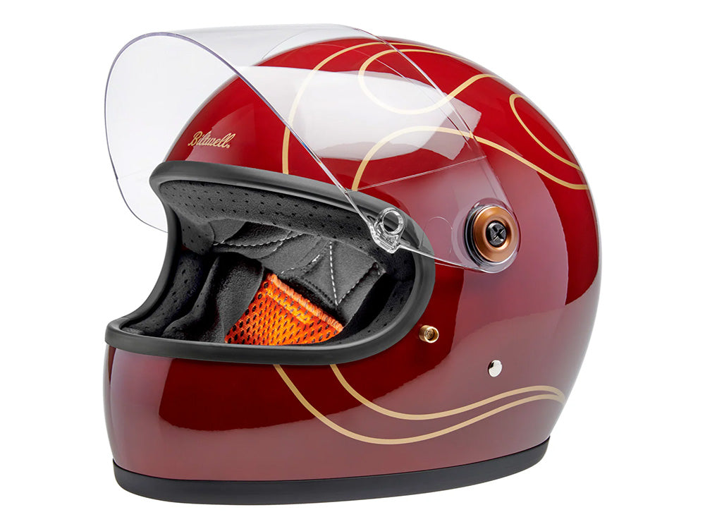 Gringo S Helmet - Gloss Garnet Red with Flames. Size XX-Large with ECE R22.06 Compliance