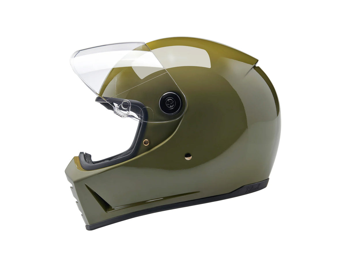 Lane Splitter Helmet - Gloss Olive Green. Size Small with ECE R22.06 Compliance