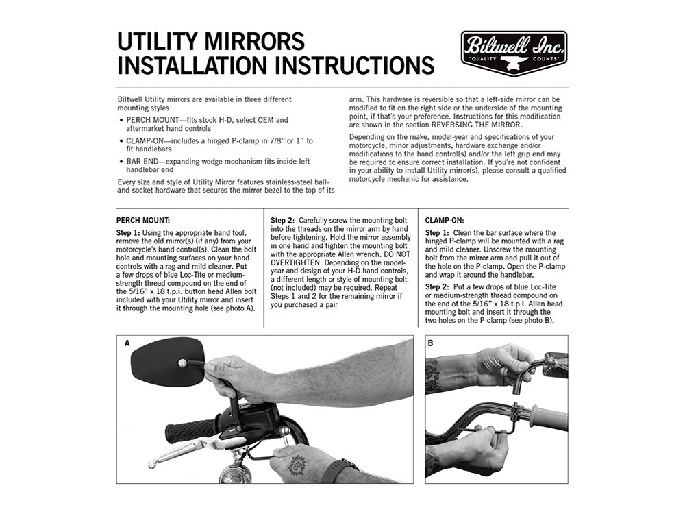 Round Utility Mirrors - Chrome. Left and Right Set