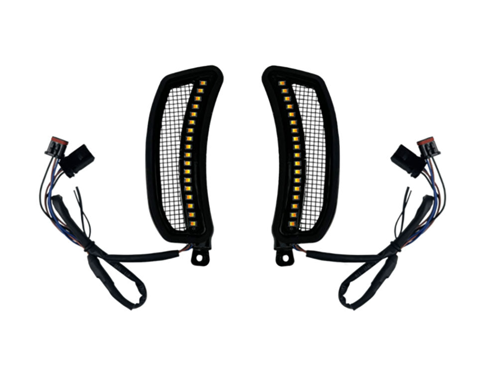 LED Vent Inserts With Amber & White LED's - Black with Black Mesh. Fits Low Rider ST 2022up
