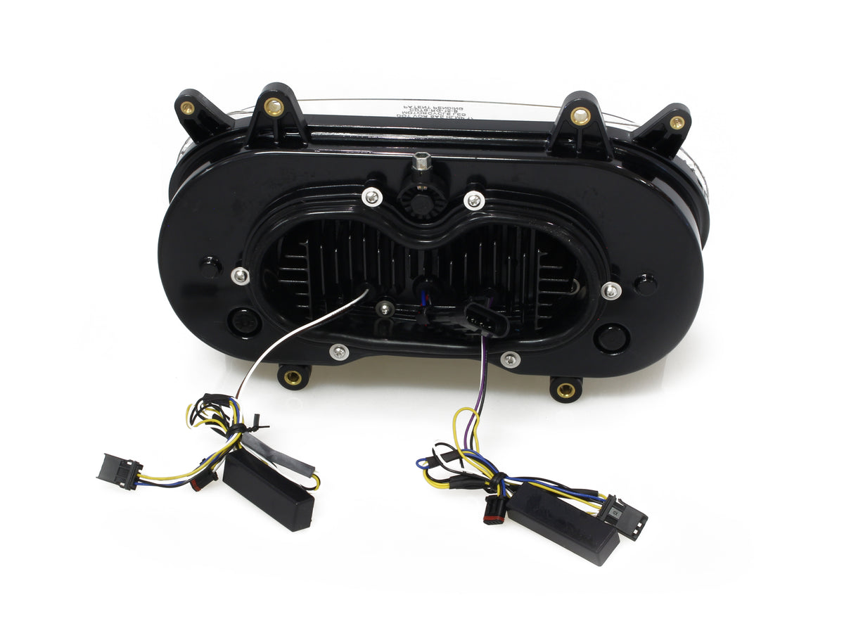 Dual LED HeadLight Kit with Integrated DRL Halos with Amber Turn Signals. Fits Road Glide 2015-2023