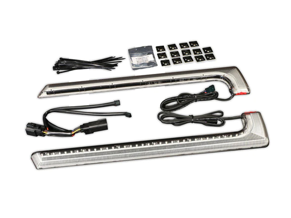 Machete Saddlebag LED Lights. Red Run, Brake & Turn with Smoke Lens. Fits Touring 2014-2023 with Standard Bags