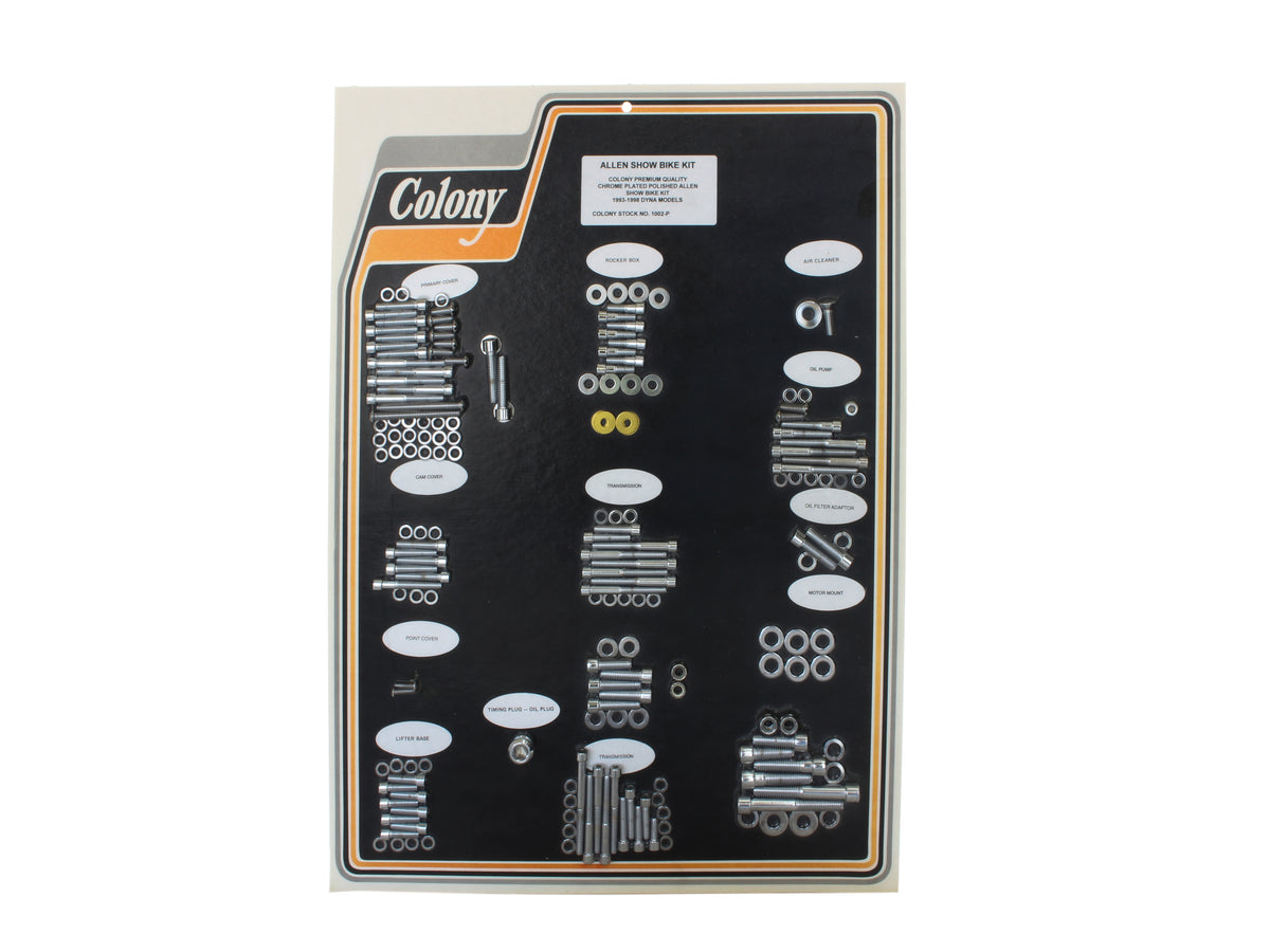 Polished Allen Head Show Bike Kit - Chrome. Fits Dyna 1993-1998.