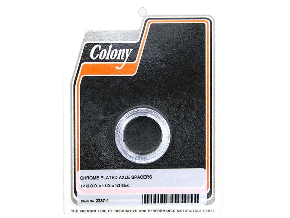 1/2in. Thick x 1in. or 25mm Inside Diameter Axle Spacer - Chrome.