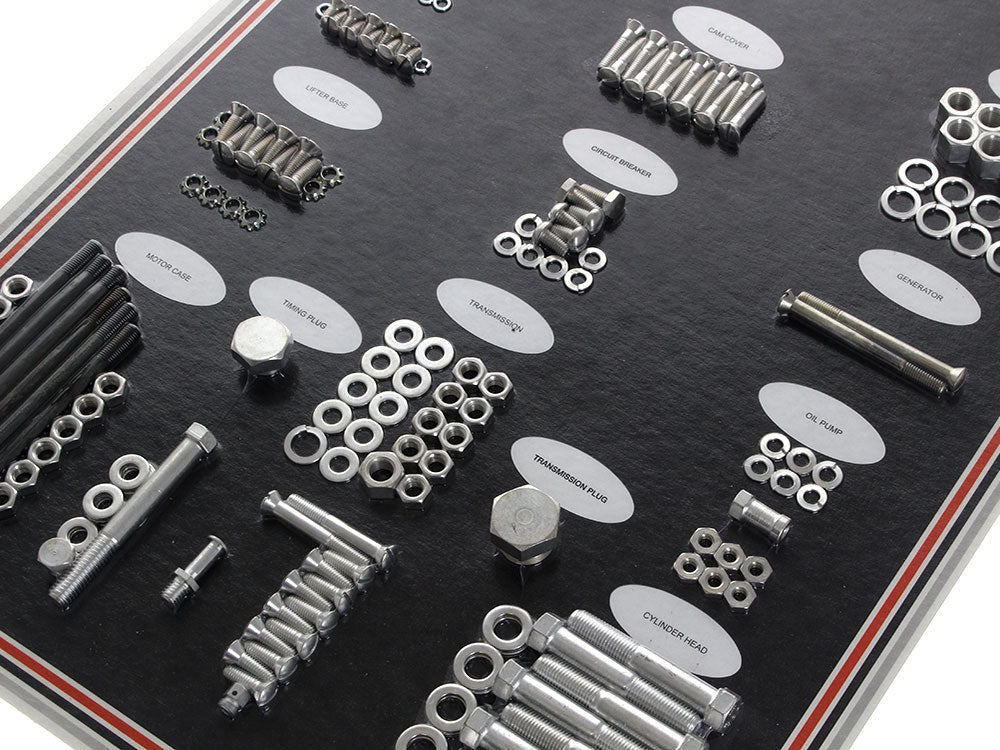 Complete Stock Hardware Kit - CAD Plated. Fits Big Twin 1948-1957 with Panhead Engine