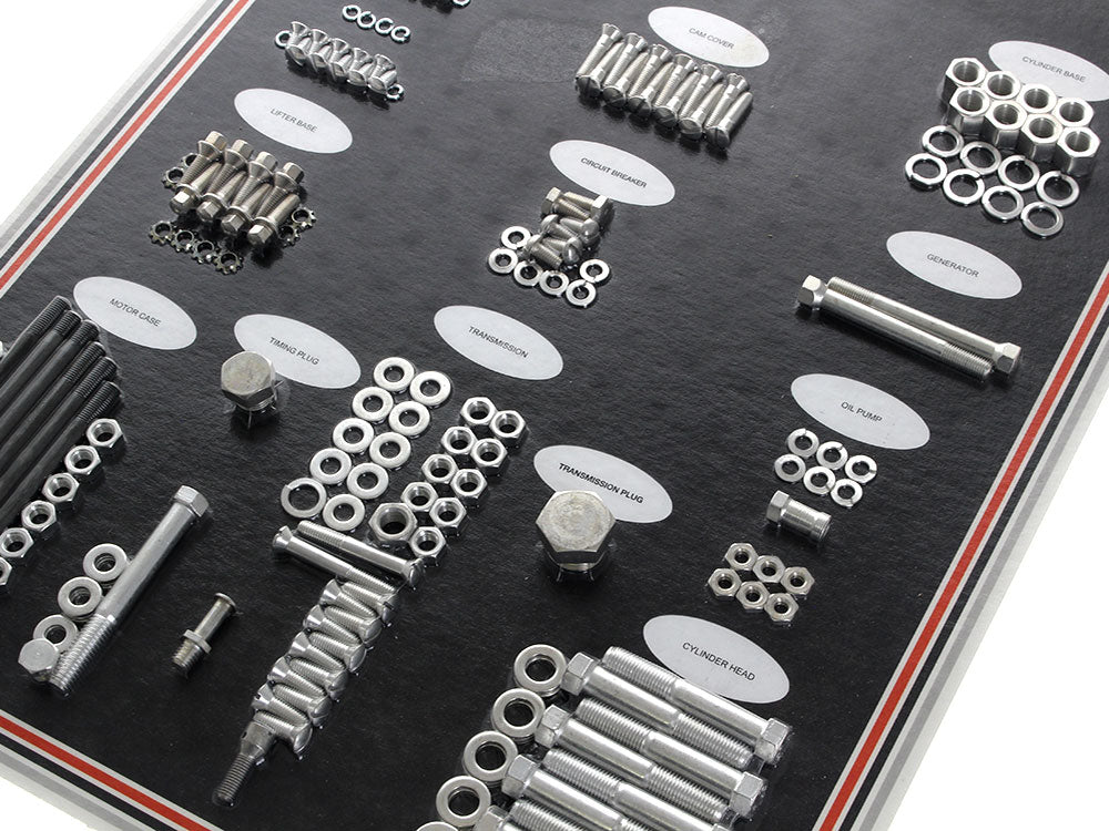 Complete Stock Hardware Kit - CAD Plated. Fits Big Twin 1958-1965 with Panhead Engine