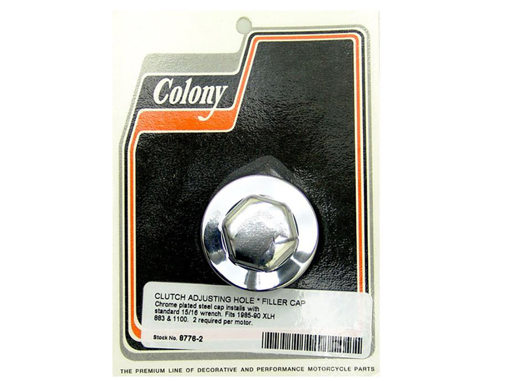 Primary Filler Cap and Clutch Adjusting Hole Cap - Chrome. Fits Sportster 1985-1990